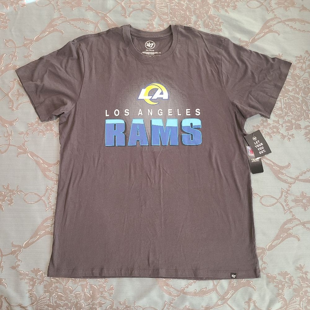 '47 NFL Team Apparel Los Angeles Rams Gray Tee Shirt Men Size XXL
